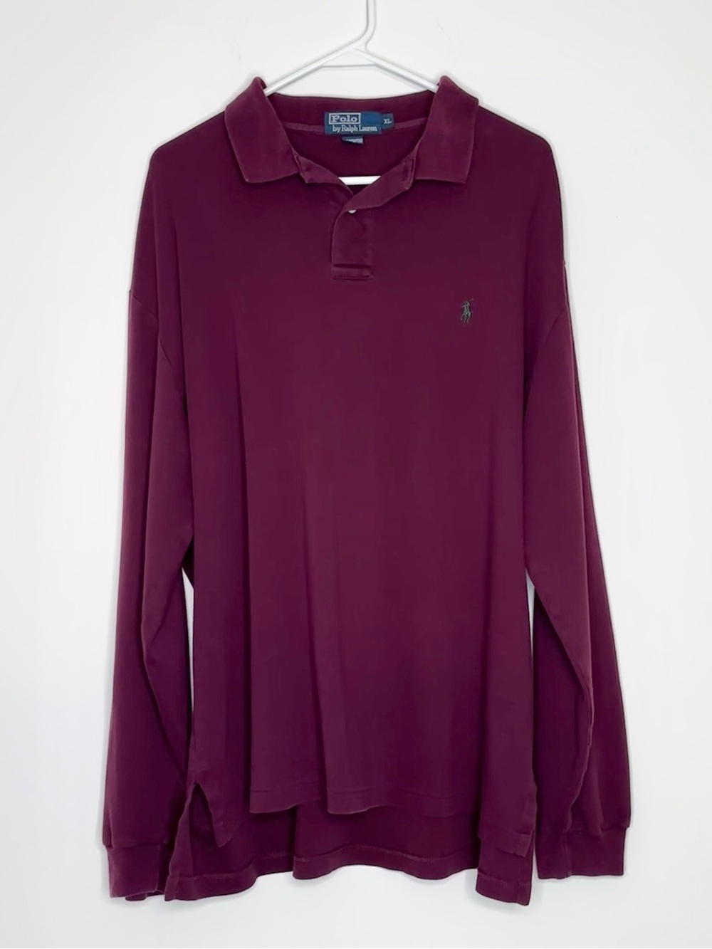 Polo Ralph Lauren Long Sleeve Burgundy Maroon 100% Cotton Shirt Preppy XL